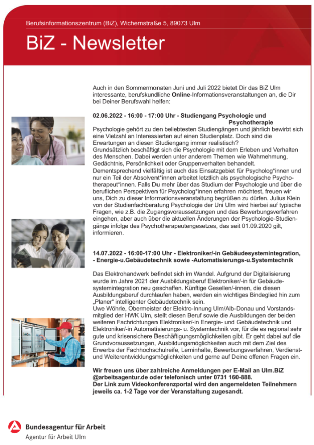 BiZ Newsletter Juni/Juli