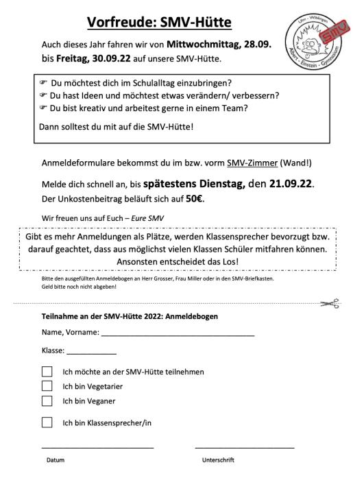 Vorfreude SMV Hütte